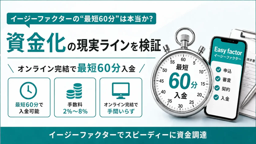 イージーファクターの即日資金化は本当に早い?最短60分の審査・手数料・通過条件を実務で検証