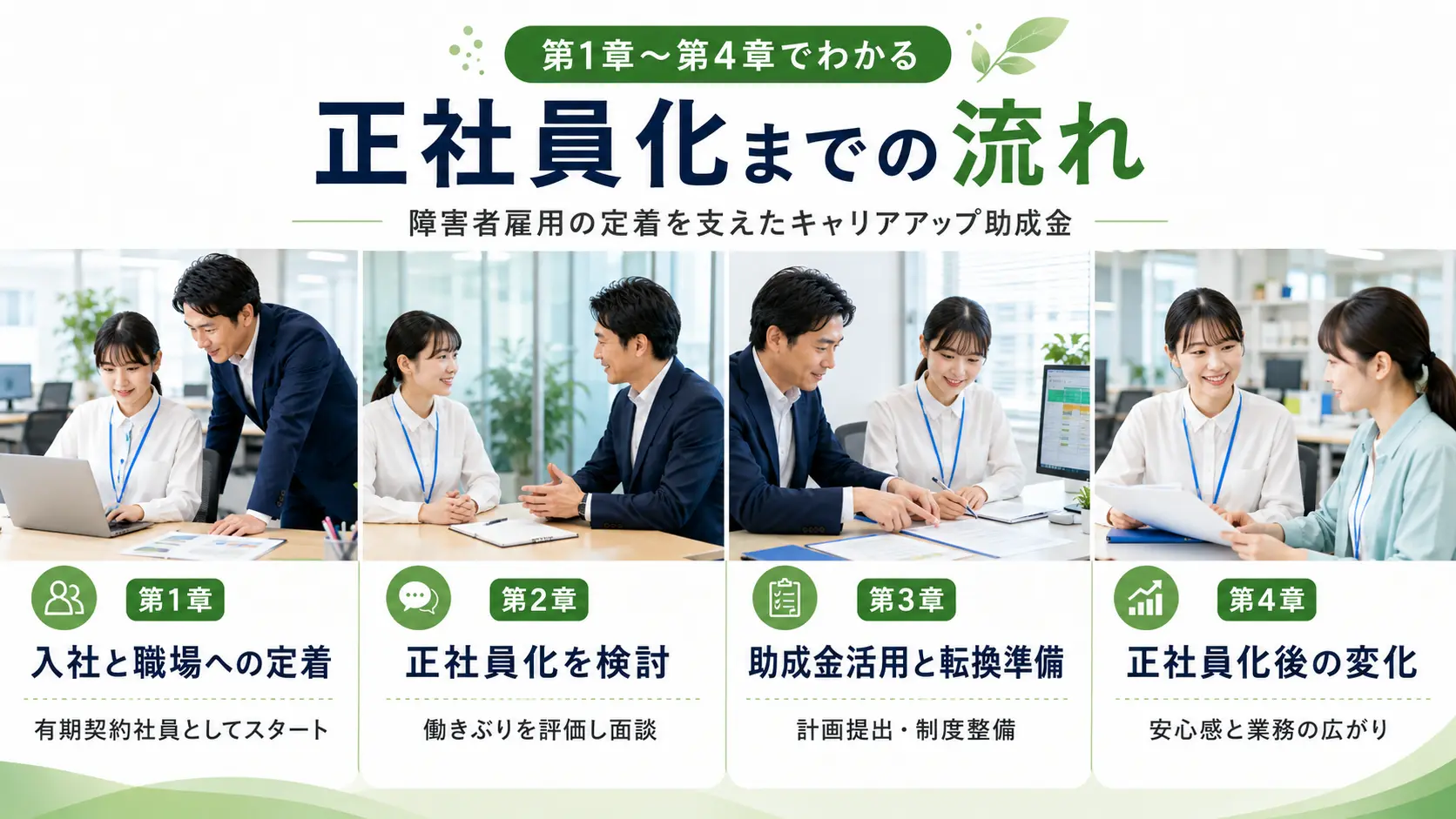 障害者雇用の定着を支えたキャリアアップ助成金｜正社員化までの流れ