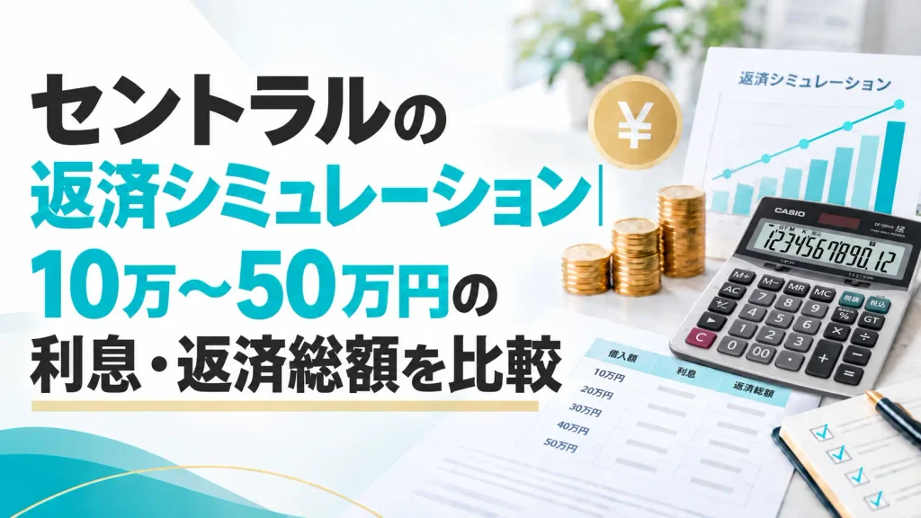 セントラルの返済シミュレーション｜10万〜50万円の利息・返済総額を比較