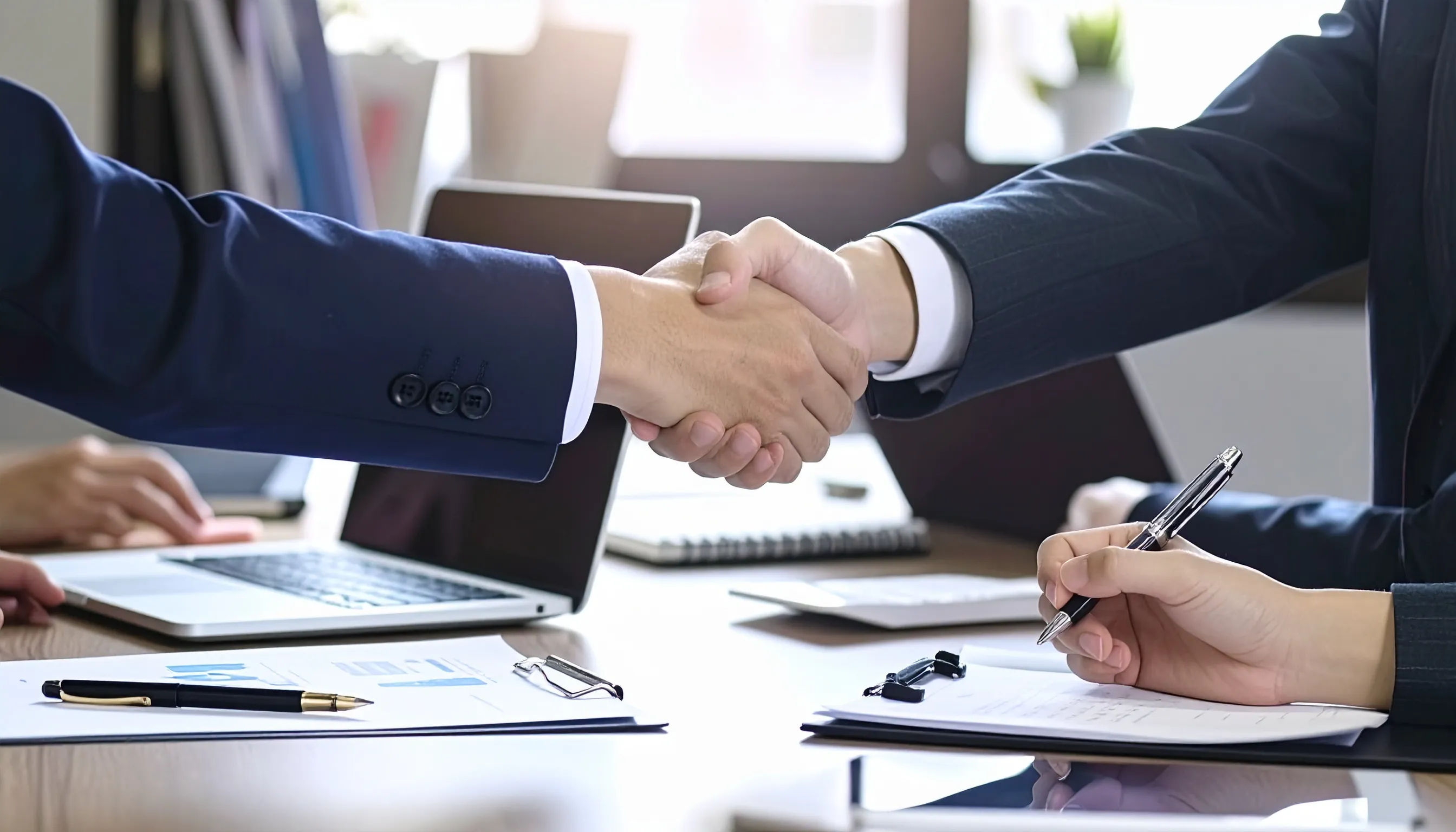 信用格付向上の戦略的アプローチを整理する日本人経営者と財務担当者