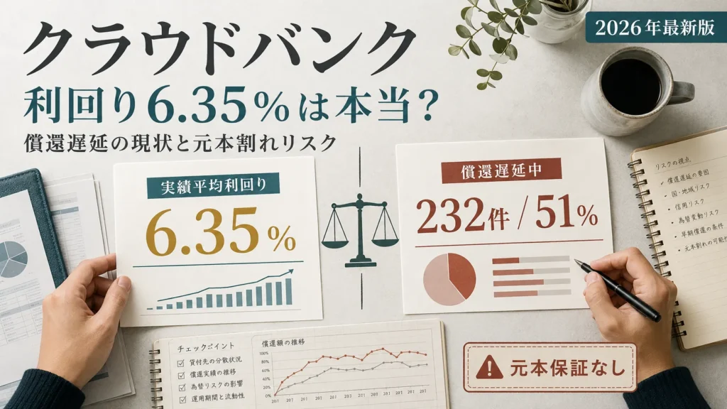 クラウドバンクの利回り6.35%は本当?償還遅延の現状と元本割れリスクを解説【2026年最新版】