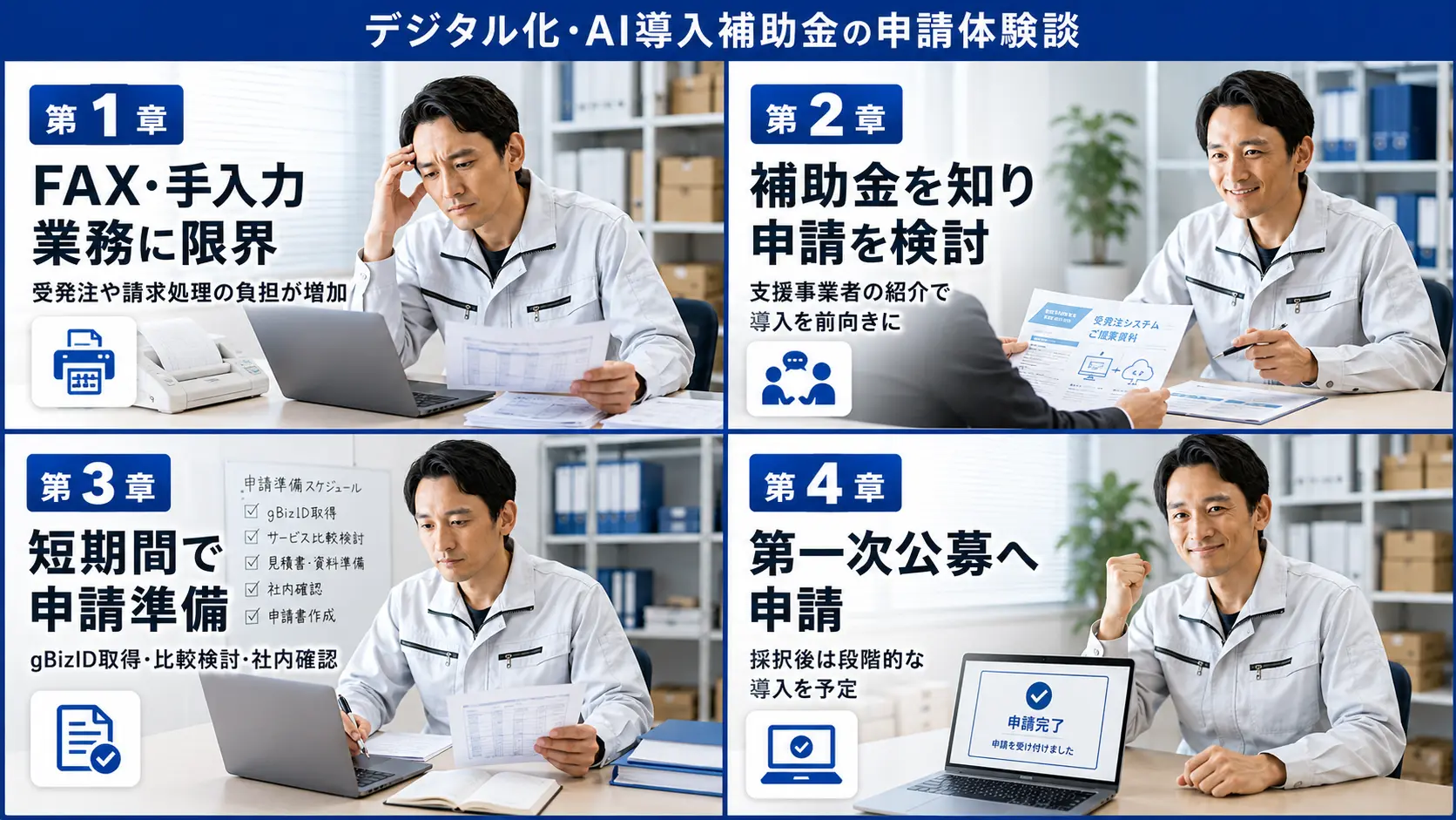 デジタル化・AI導入補助金の申請体験談｜小さな建材卸会社が受発注システム導入とインボイス対応に取り組んだ事例
