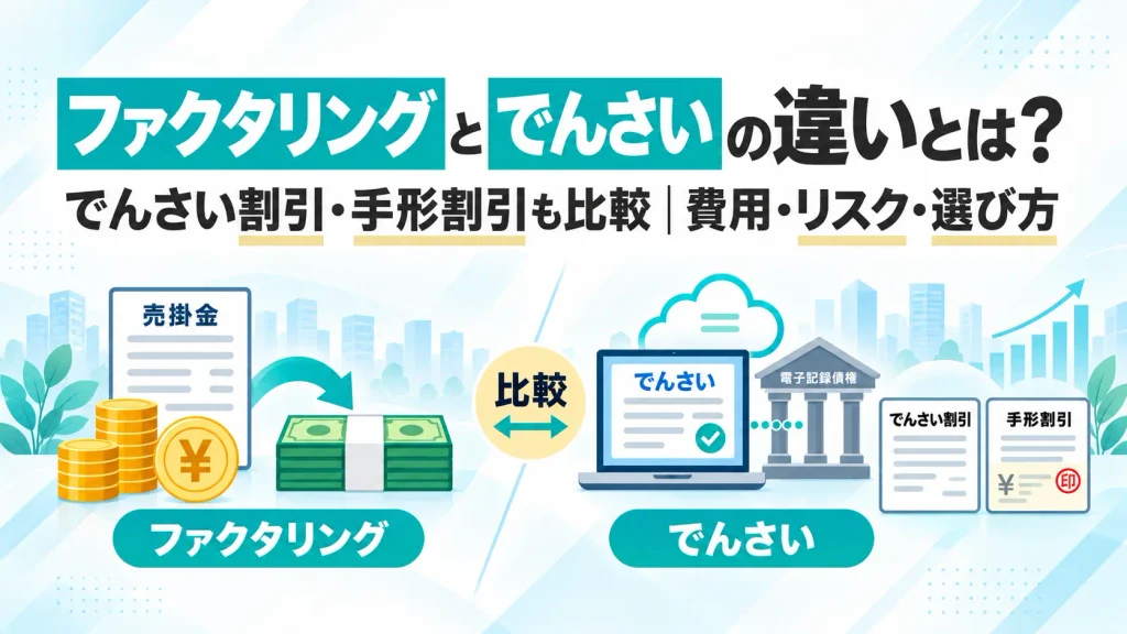 ファクタリングとでんさいの違いとは？でんさい割引・手形割引も比較｜費用・リスク・選び方
