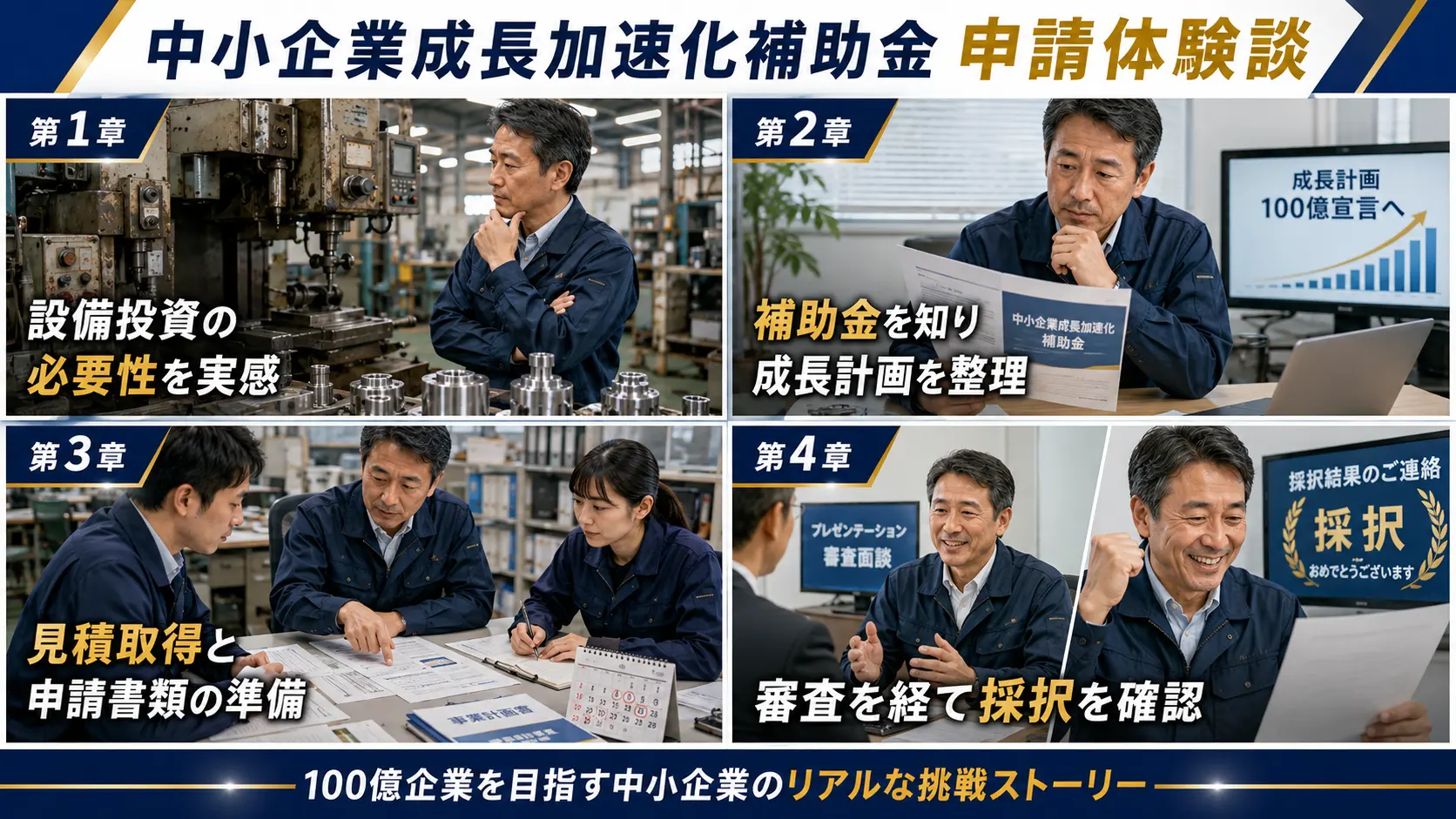 中小企業成長加速化補助金 第1回公募の申請体験談｜金属部品メーカーが大型設備投資に挑戦した事例
