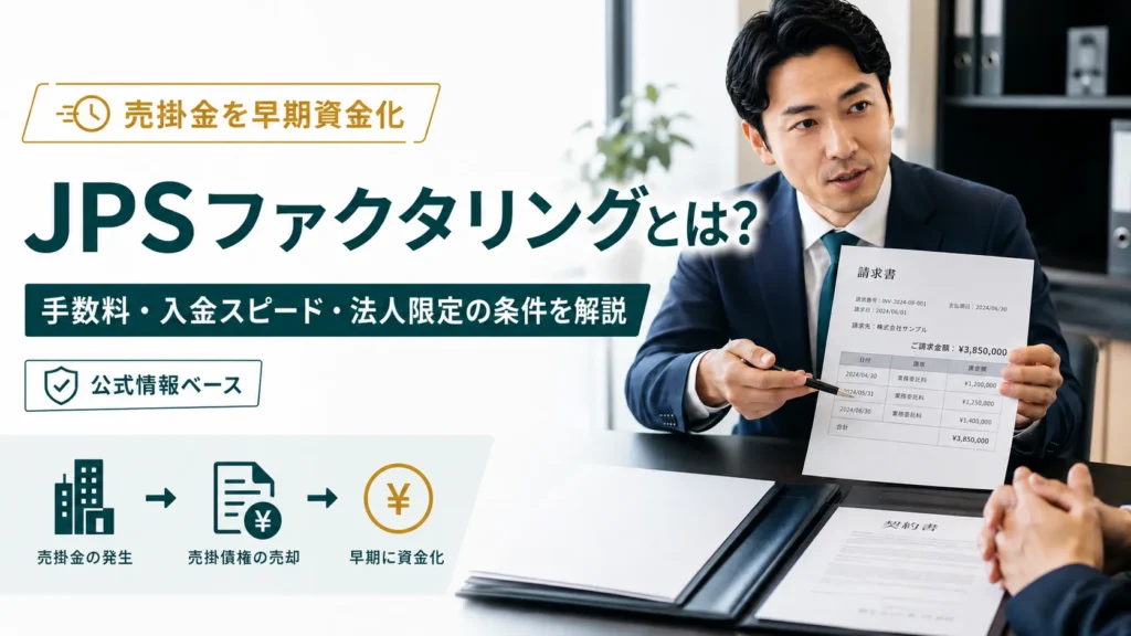 JPSファクタリングとは?手数料・入金スピード・法人限定の条件を公式情報から解説【2026最新版】
