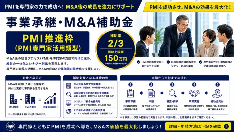 事業承継・M&A補助金 PMI推進枠（PMI専門家活用類型）