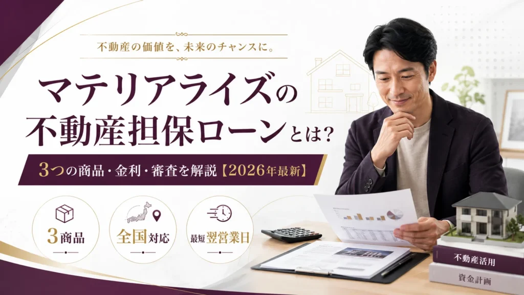 マテリアライズの不動産担保ローンは2番抵当・赤字決算でも借りられる?金利・3商品を解説【2026年最新】