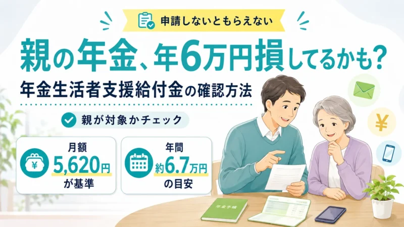 親の年金、年6万円損してるかも｜申請しないともらえない年金生活者支援給付金の確認方法