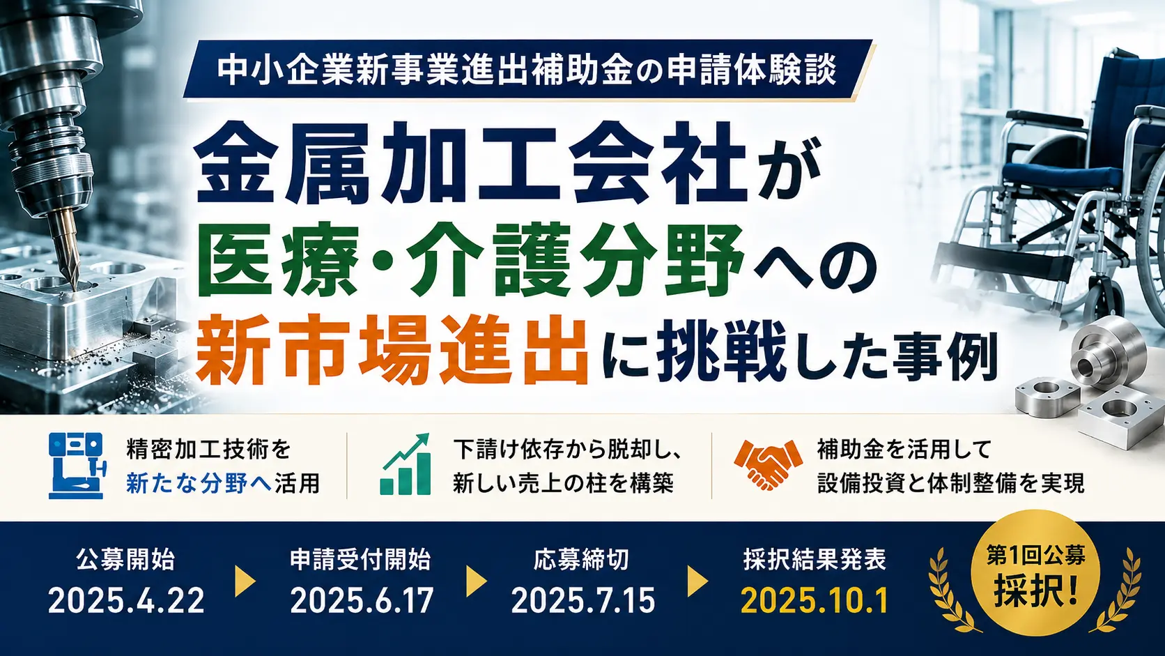 中小企業新事業進出補助金の申請体験談｜金属加工会社が医療・介護分野への新市場進出に挑戦した事例