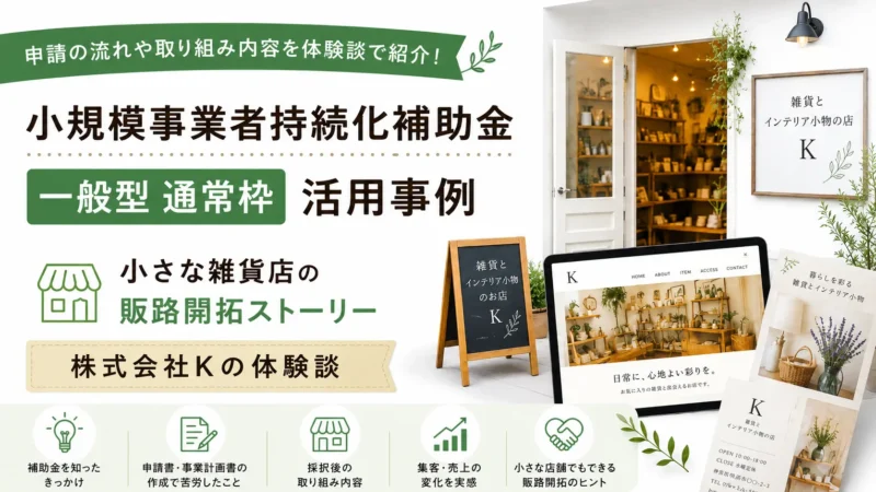 小規模事業者持続化補助金 一般型 通常枠の申請体験談｜小さな雑貨店を営む株式会社Kの販路開拓事例