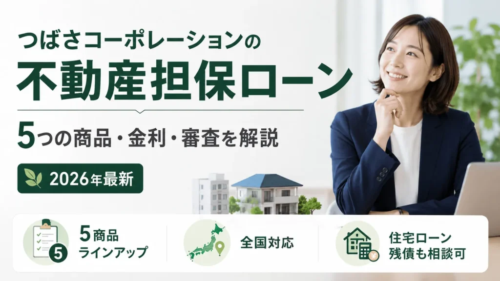 つばさコーポレーションは住宅ローンが残っていても借りられる?不動産担保ローンの金利・5商品を解説【2026年最新】