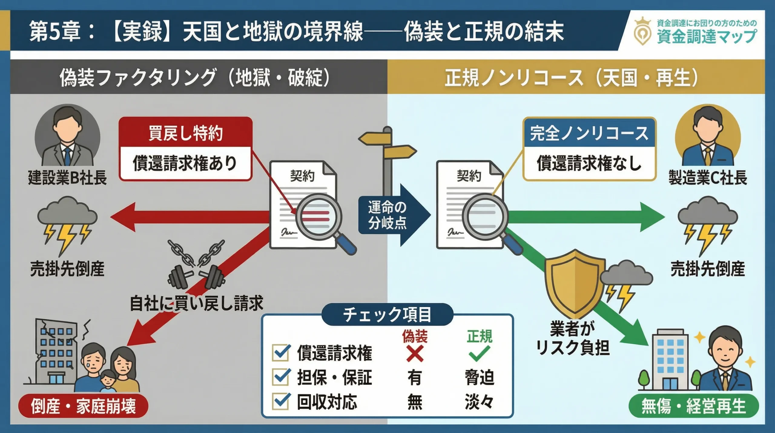 買戻し特約が債権譲渡を違法な貸付けに変貌させる偽装ファクタリングの罠 資金調達マップ