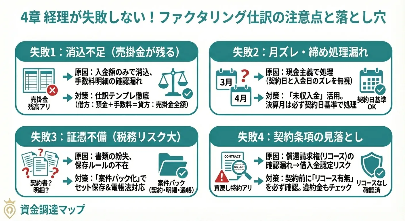 ファクタリング仕訳の注意点