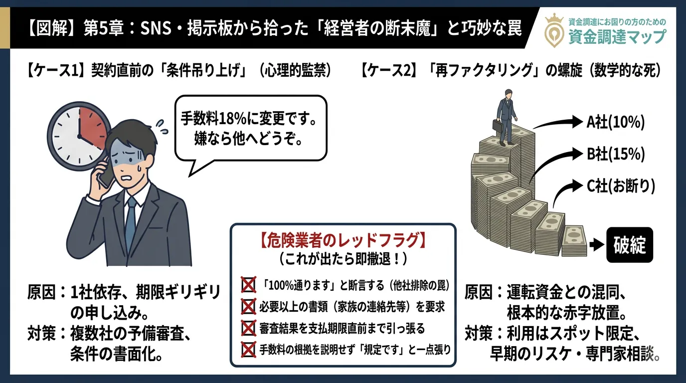 SNSや掲示板で報告されるファクタリングのトラブル事例と回避策の徹底解説 資金調達マップ