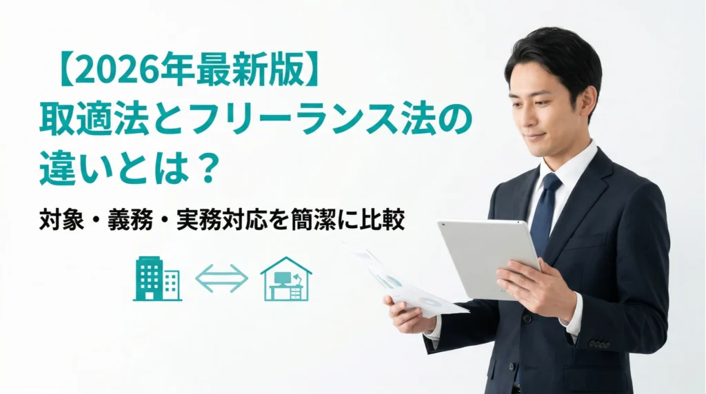 【2026年最新版】取適法とフリーランス法の違いとは?対象・義務・実務対応を簡潔に比較
