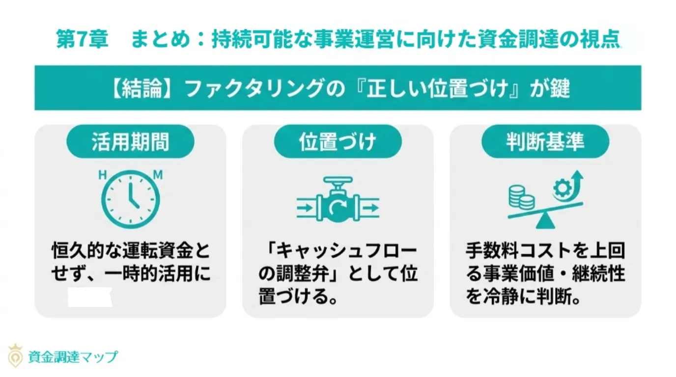まとめ：持続可能な事業運営に向けた資金調達の視点