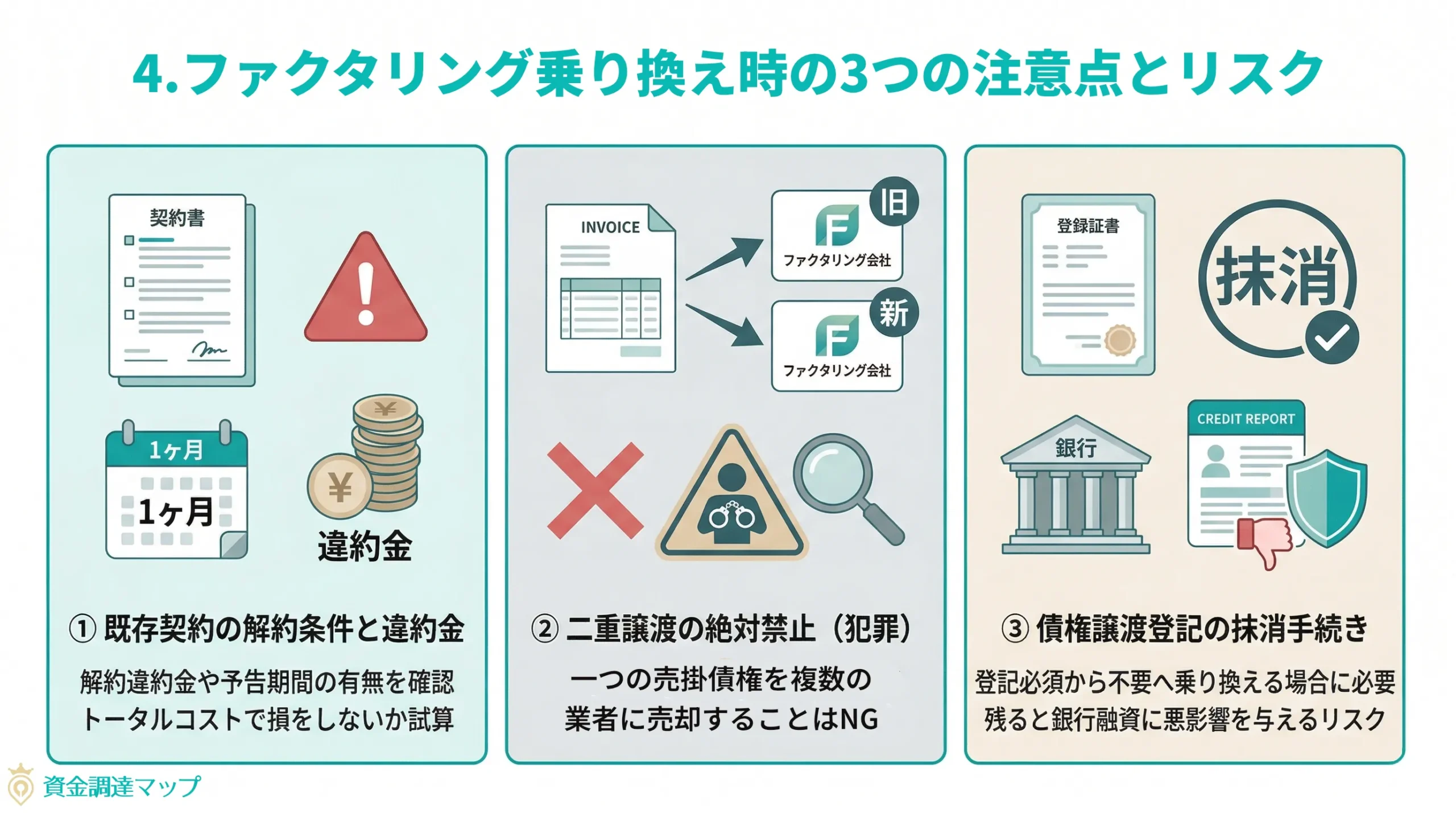 第4章：ファクタリング乗り換え時の3つの注意点とリスク
