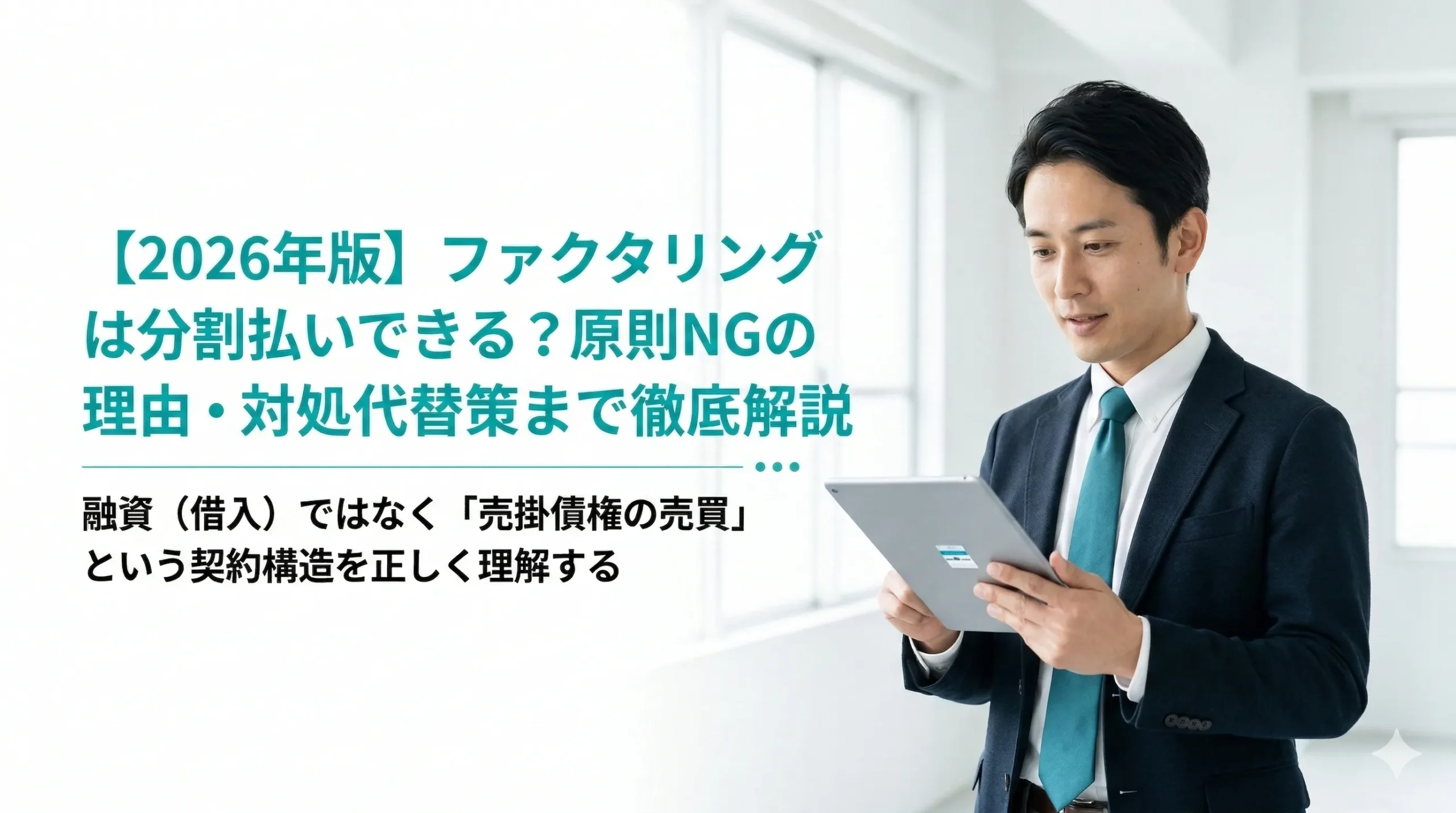 【2026年版】ファクタリングは分割払いできる？原則NGの理由・払えない時の対処法・代替策を解説