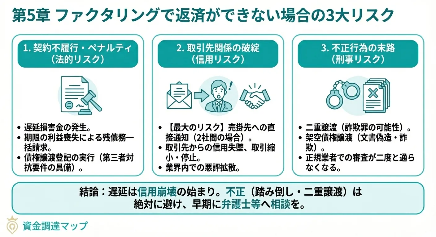 ファクタリングで返済ができない場合のリスク
