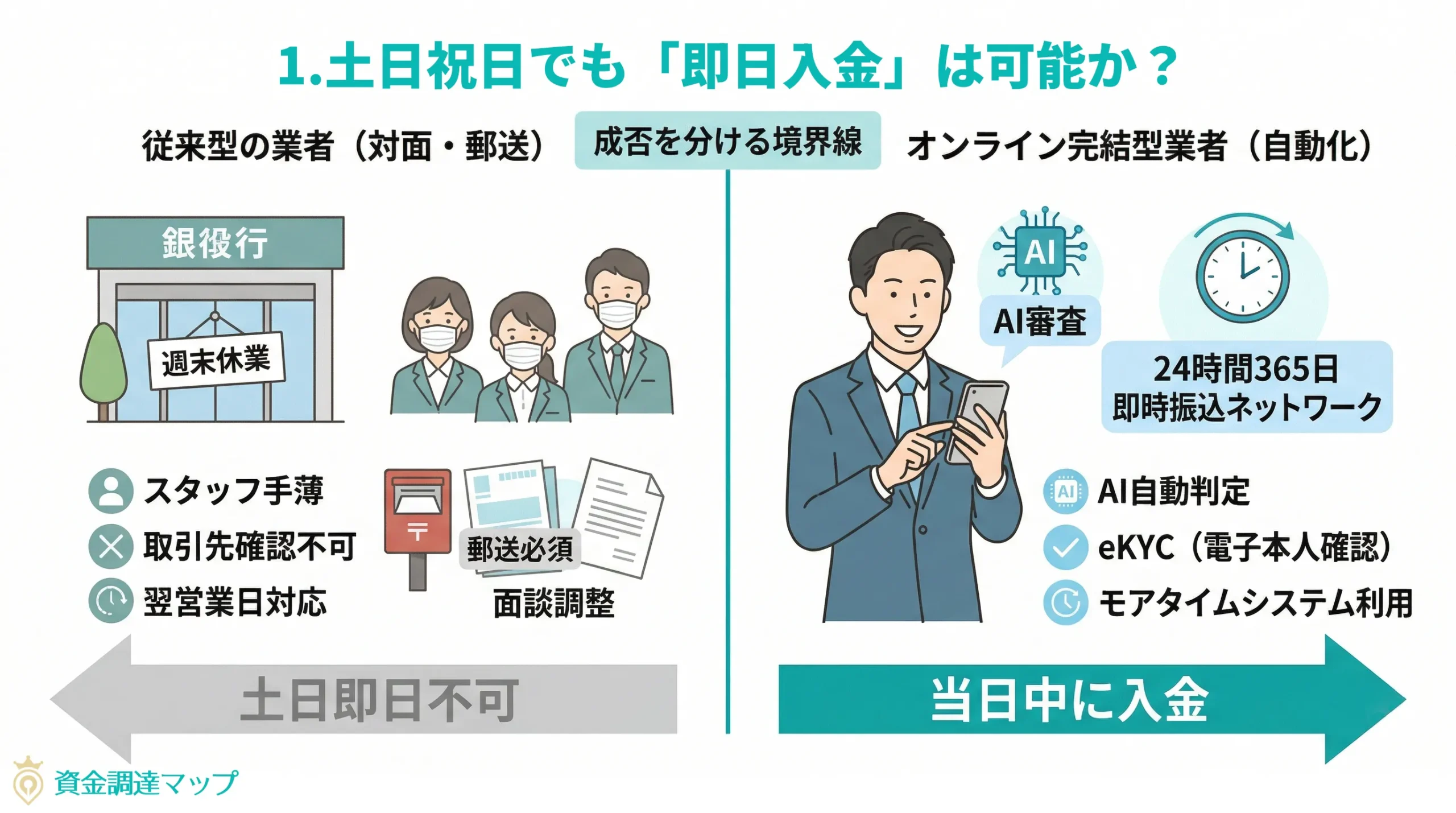 土日祝日のファクタリング即日入金の可能性