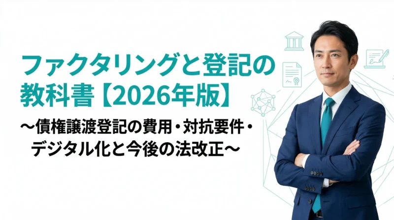 ファクタリングと登記の教科書【2026年版】｜債権譲渡登記の費用・対抗要件・デジタル化と今後の法改正